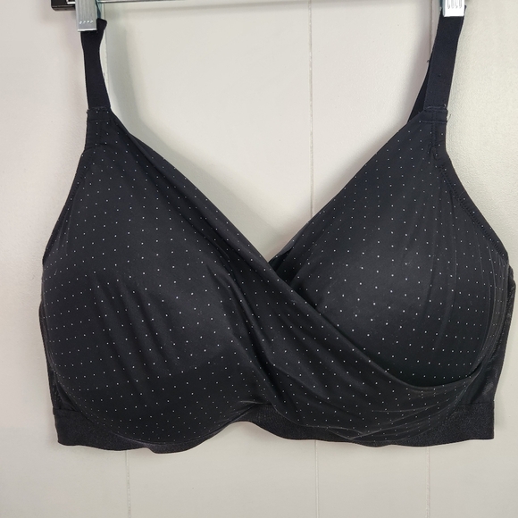 Deesse Wireless Lounge Bra Size 44DD Black Polka Dots Wire Free Comfort - Picture 3 of 7